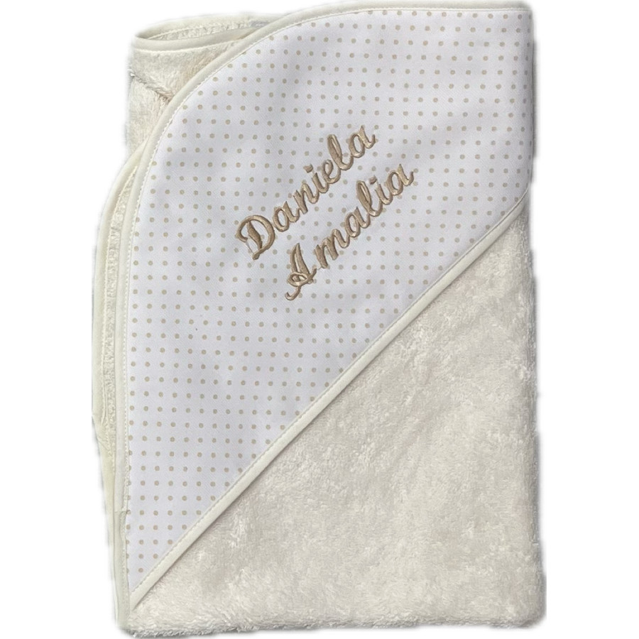 Capa de Baño Bebé Crudo Topos tostado - Imagen 3