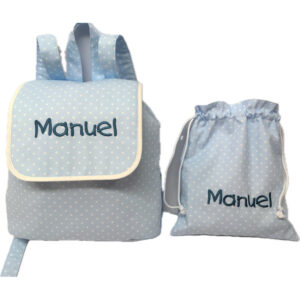 Set de bebé guardería personalizado topos azul