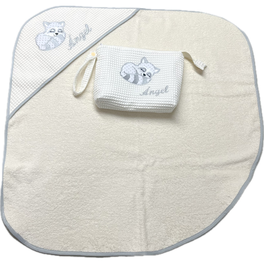 Set de bebé capa de baño y neceser mapache - Imagen 4