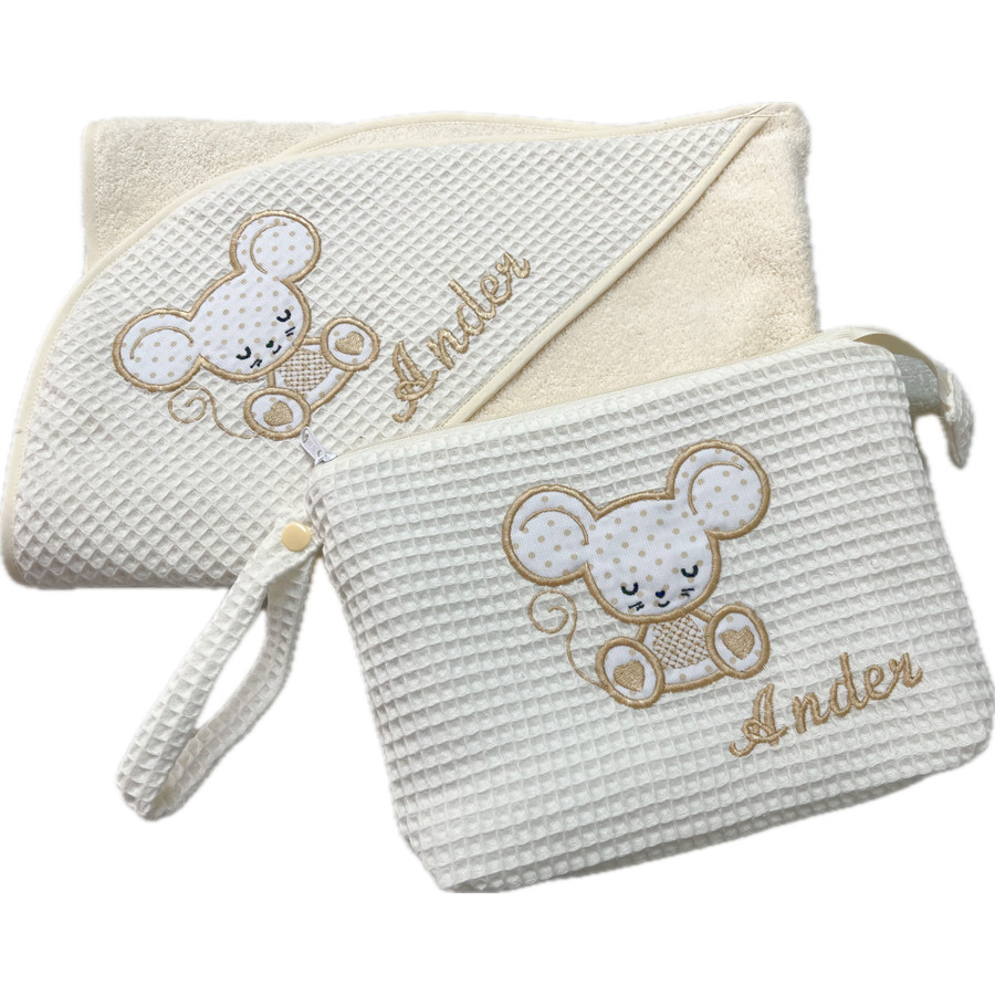 Set de bebé capa de baño y neceser Ratoncito - Imagen 2
