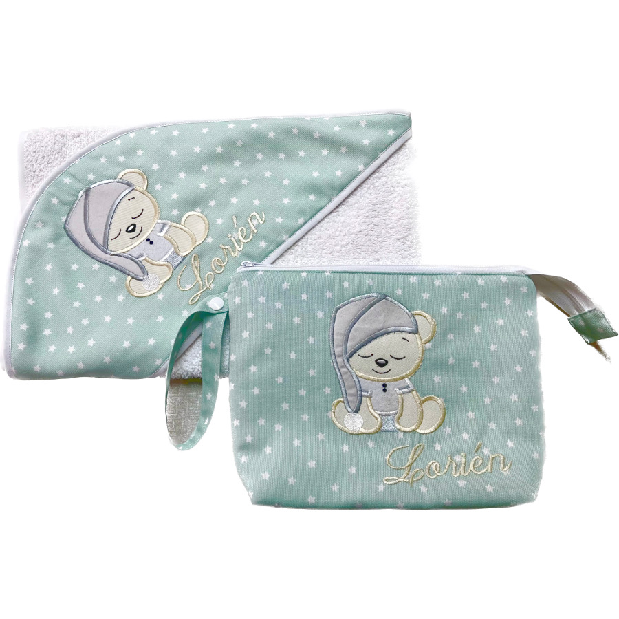Set de bebé capa de baño y neceser Osito Dormilón