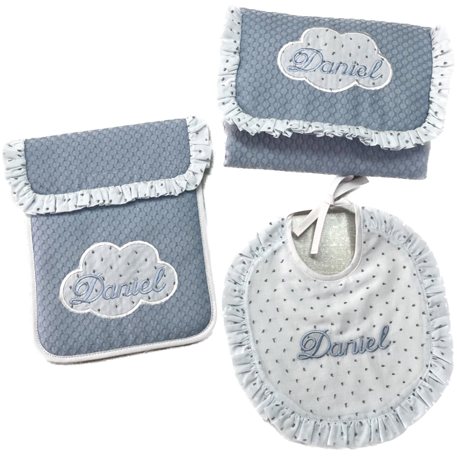 Set de bebé Cambiador, Funda de pañales y Babero