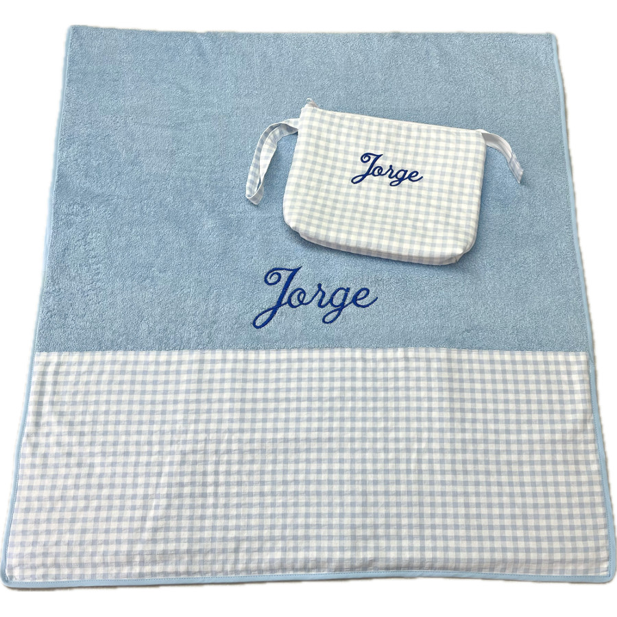 Set de bebé toalla personalizada y neceser Vichy