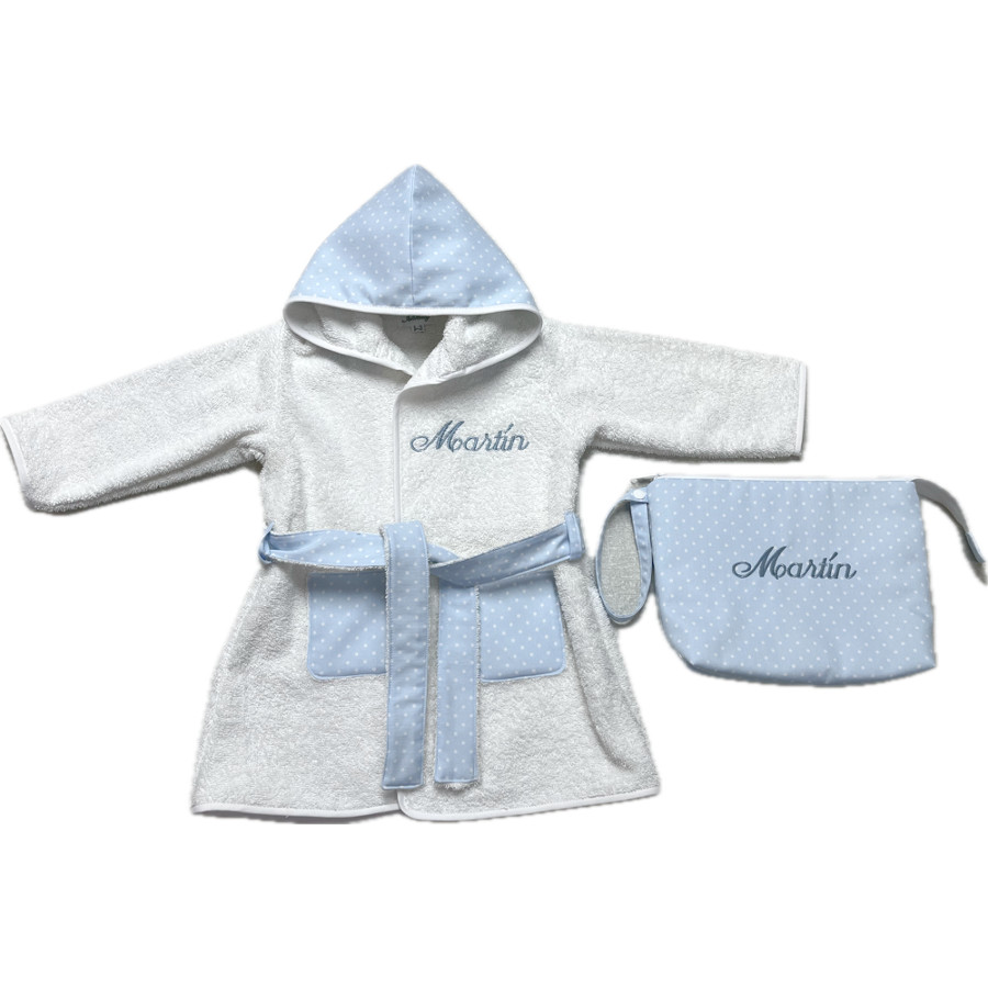 Set de bebé albornoz y neceser Piqué Topos