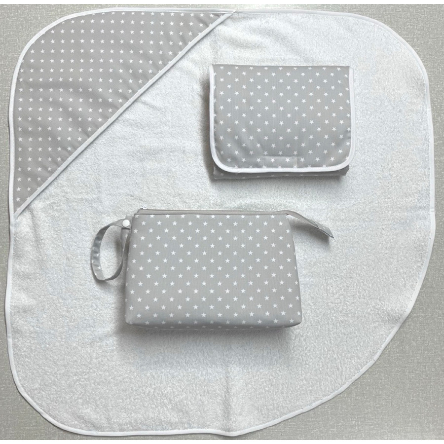Set de bebé capa de baño, cambiador y neceser Estrellas