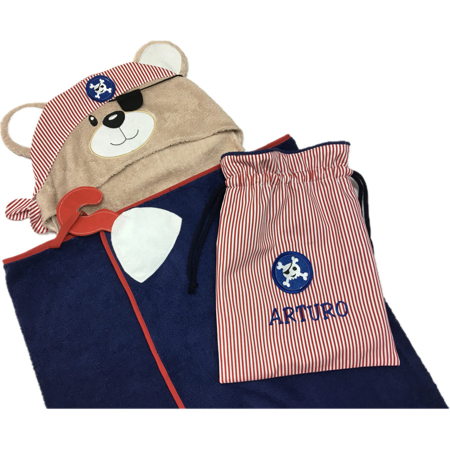 Set de bebé poncho marinero oso pirata y bolsa - Imagen 2