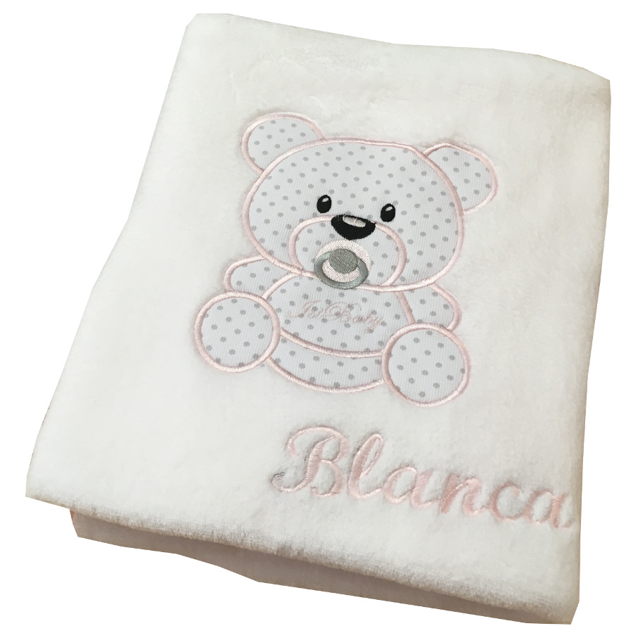 Manta arrullo Oso personalizada en blanco