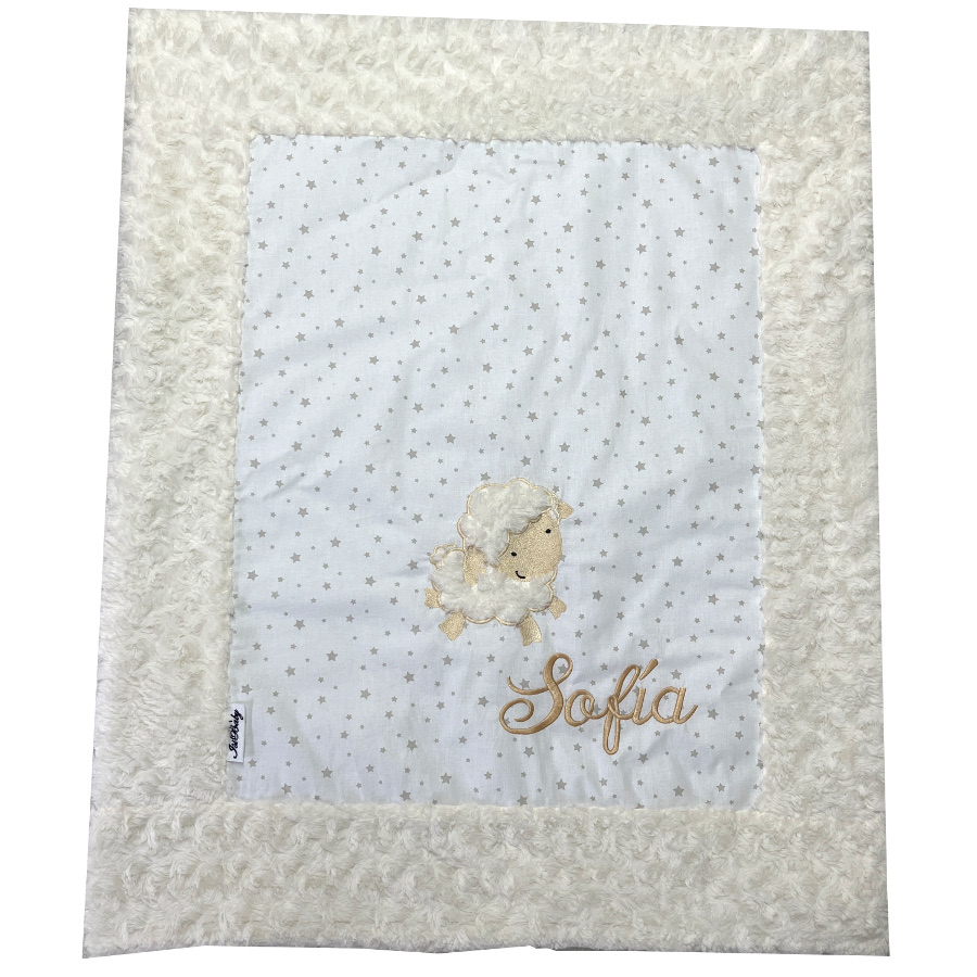 Manta personalizada bebé pelo y estrellas Ovejita - Imagen 2