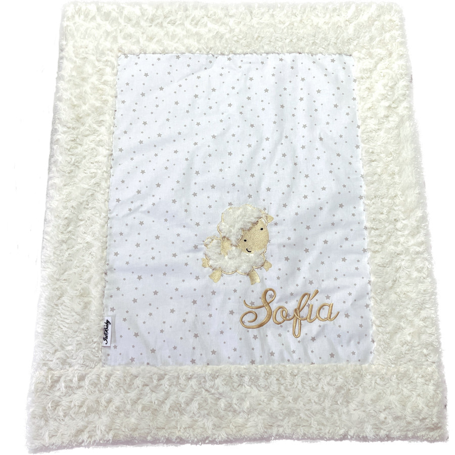 Manta personalizada bebé pelo y estrellas Ovejita