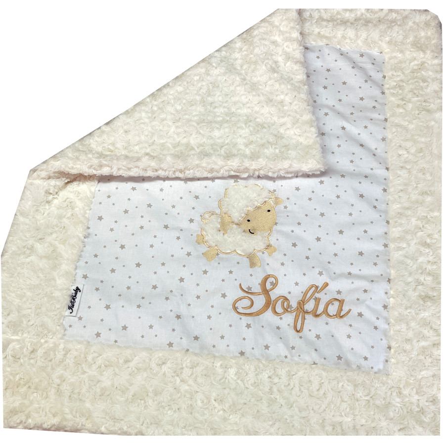 Manta personalizada bebé pelo y estrellas Ovejita - Imagen 4