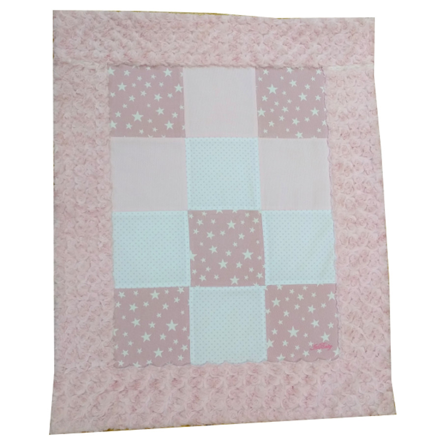 Manta personalizada bebé Patchwork Estrellas rosa - Imagen 5