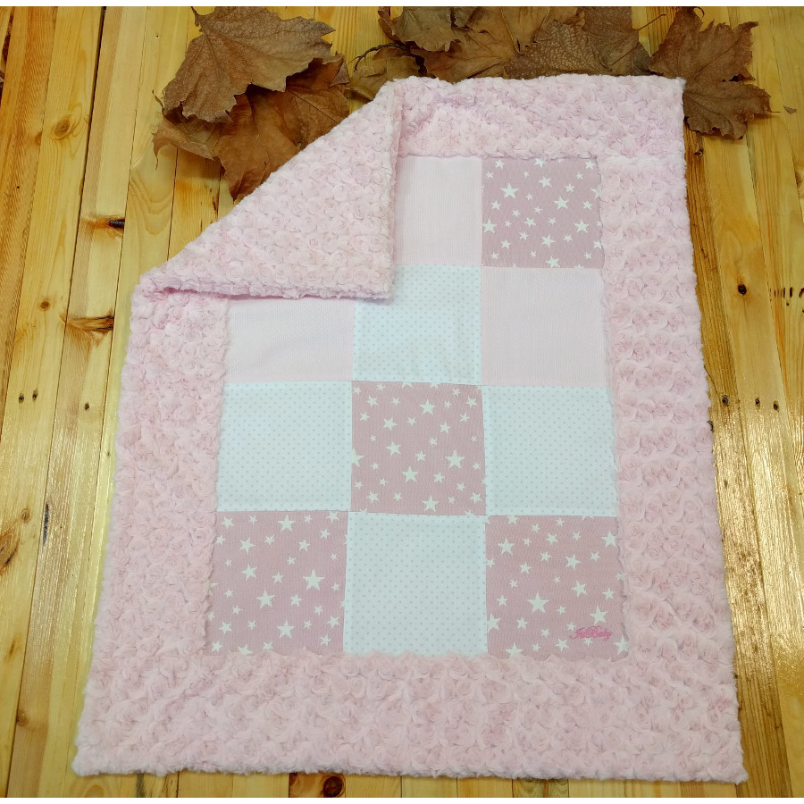Manta personalizada bebé Patchwork Estrellas rosa - Imagen 6
