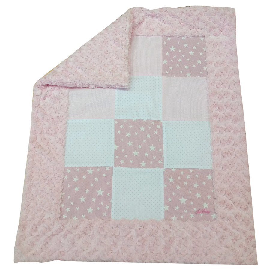 Manta personalizada bebé Patchwork Estrellas rosa