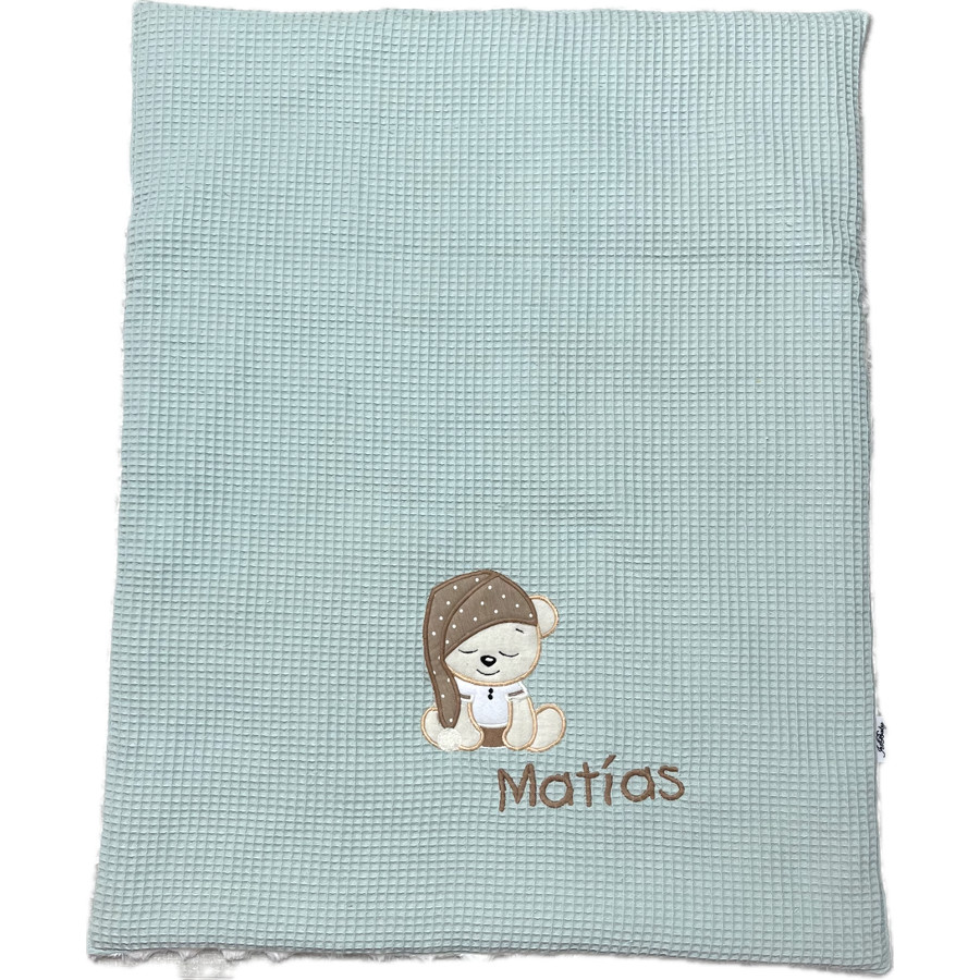Manta bebé personalizada waffle mint - Imagen 3