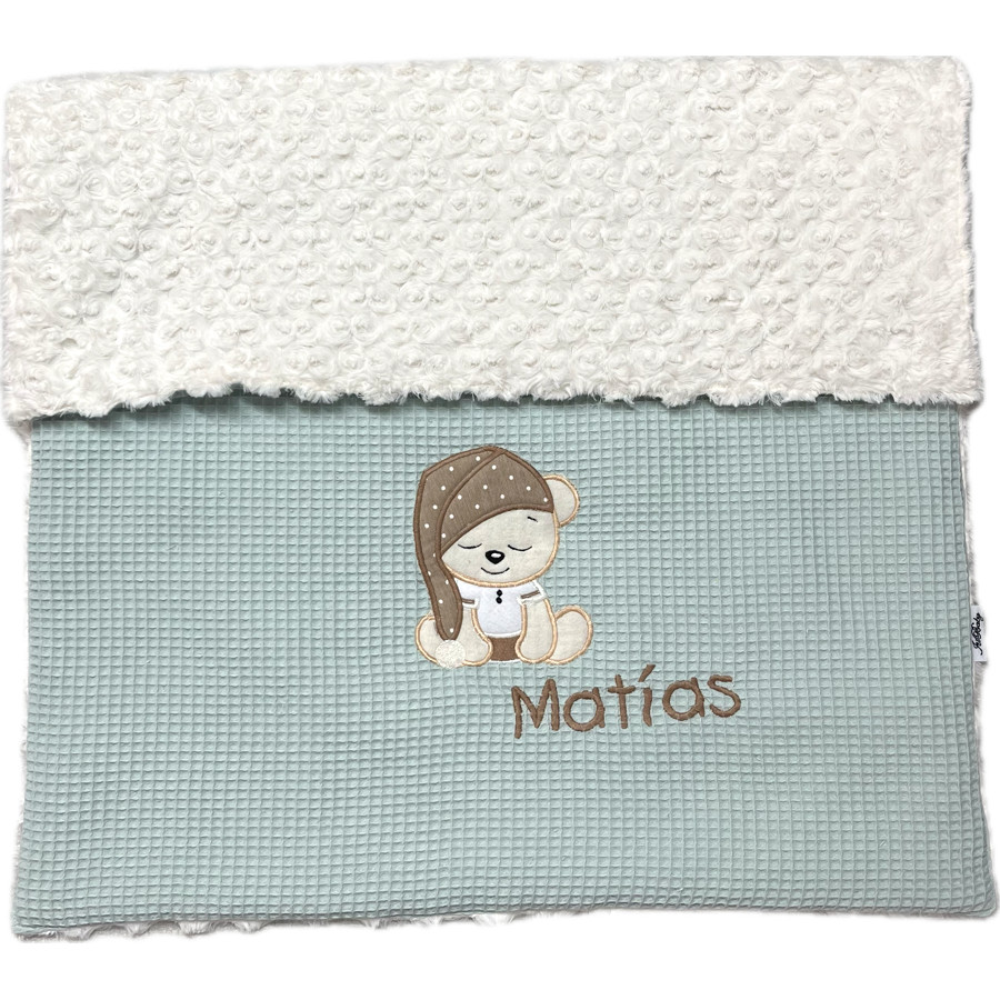 Manta bebé personalizada waffle mint - Imagen 5