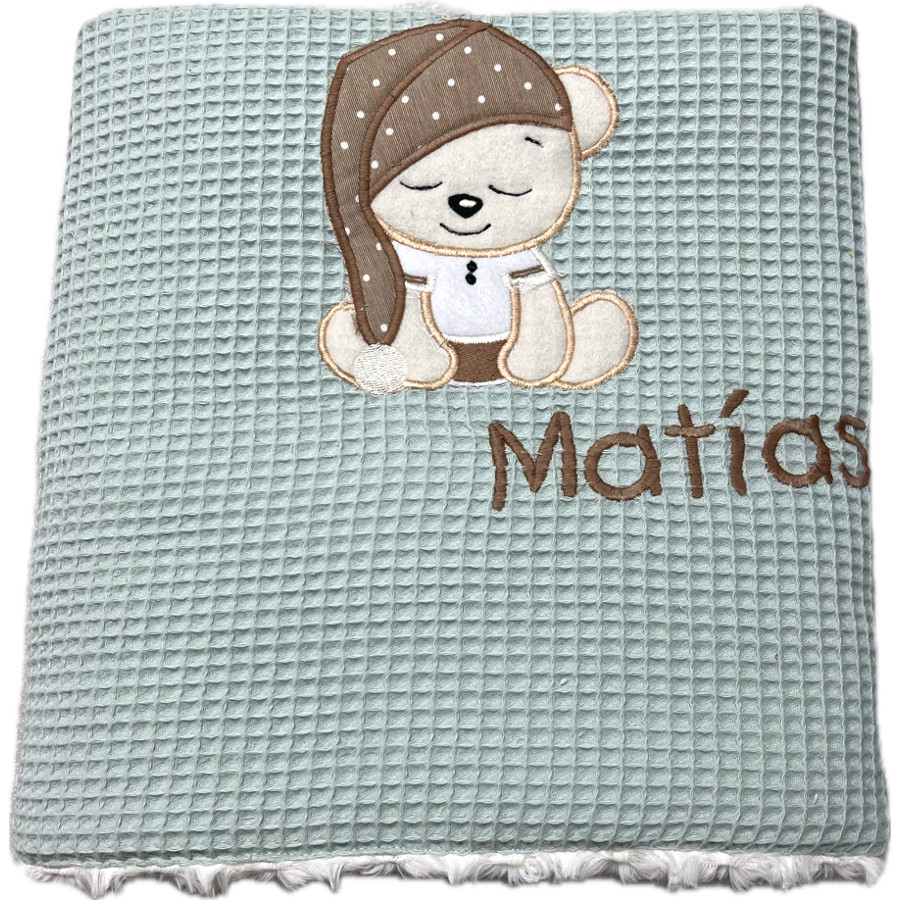Manta bebé personalizada waffle mint - Imagen 6