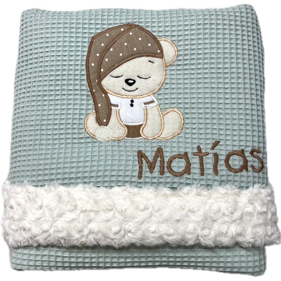 Manta bebé personalizada waffle mint - Imagen 7