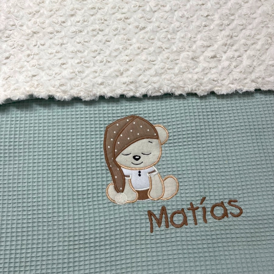 Manta bebé personalizada waffle mint - Imagen 8