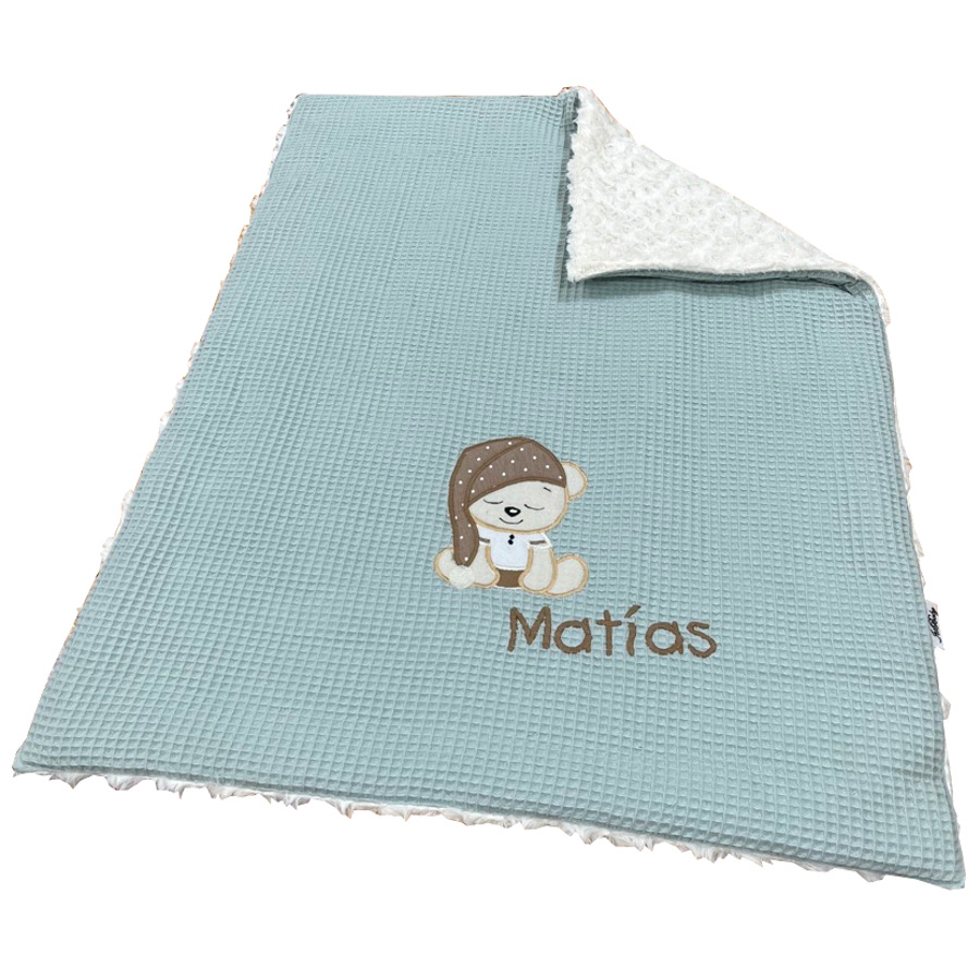 Manta bebé personalizada waffle mint - Imagen 9
