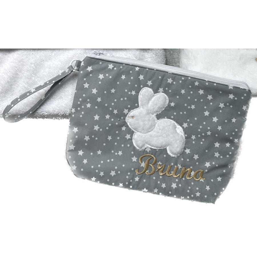 Neceser Gris Conejito con nombre bordado