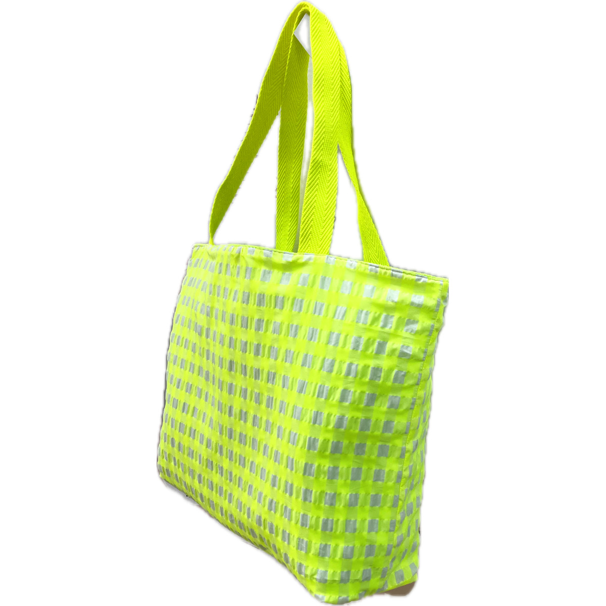 Bolsa de playa reversible vichy amarillo flúor IsiBaby