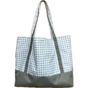 Bolsa de playa impermeable en cuadro vichy verde, gran tamaño, asas reforzadas, base reforzada